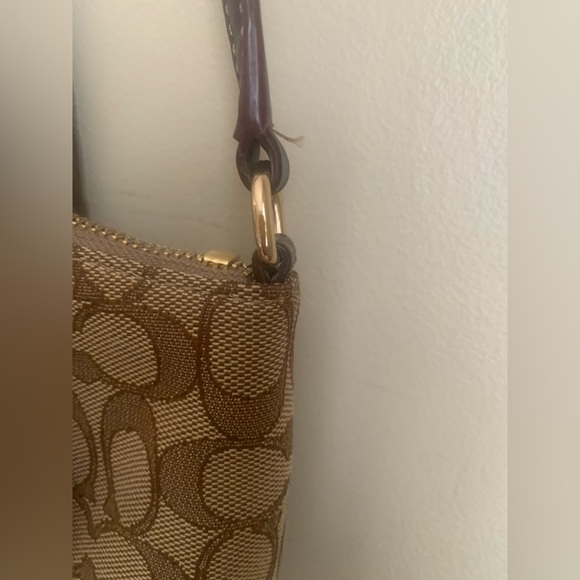 Coach Mini Kelsey Satchel In Signature Jacquard F27580 Brown tan crossbody - Picture 5 of 14